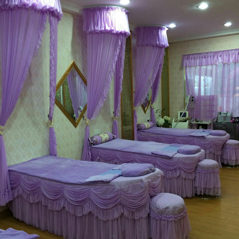 Beauty bed cover four-piece bed cover beauty salon high-end light luxury net red pure color lace beauty bed bed cover single piece