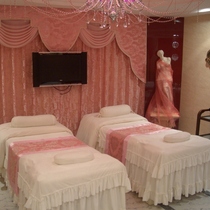 Beauty salon white four-piece cotton bed set solid color massage massage bed with hole European Net red high-grade bed cover