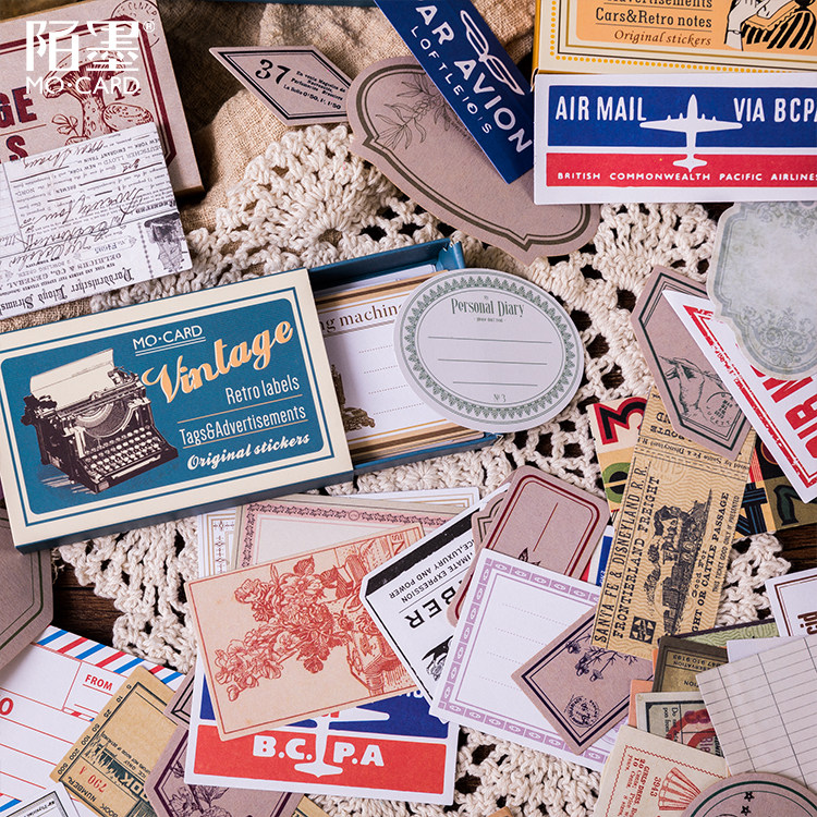 Strangurink Matchbox Stickers Retro Border Tags Handbill Posters Make Old Collage of European and American Material Hand Ledger