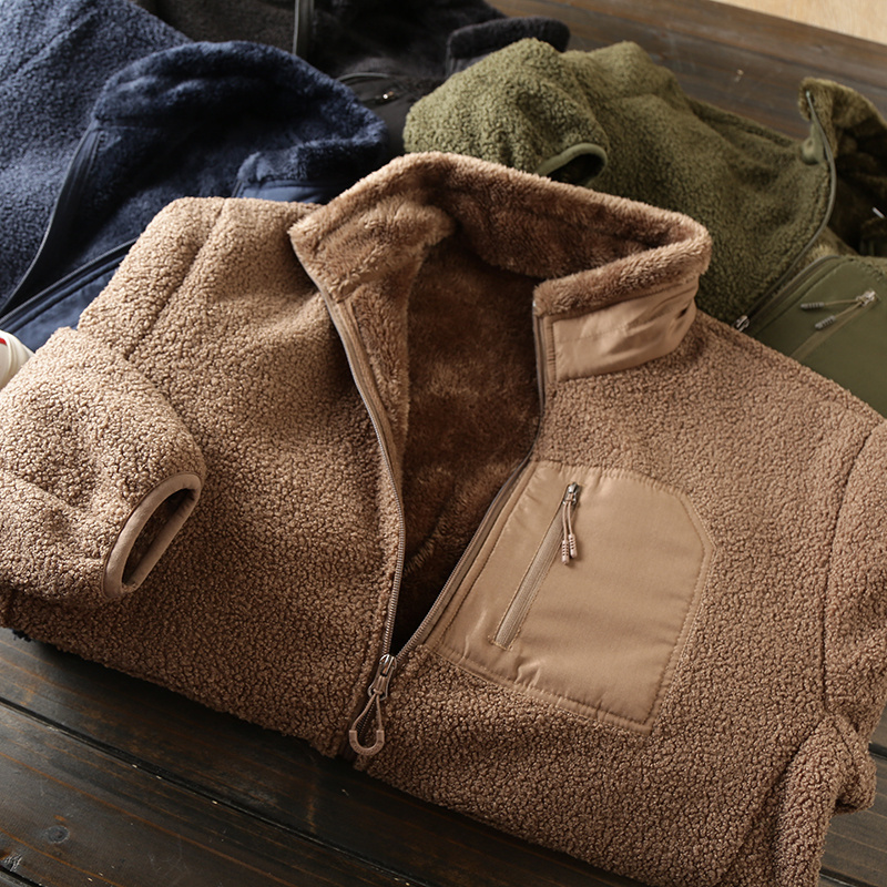 Thickened Teddy Fleece Outdoor Cold Protection! Available in Large Sizes! Export Surplus Autumn and Winter Men's Fleece-Lined Warm Jacket