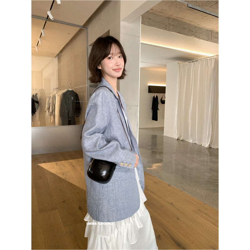 Imiss 2026 New Product! Women's Loose Linen Blazer, Versatile for Work, Spring and Summer Suit Jacket, Korean Style