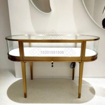 Round jewelry display cabinet stainless steel brushed new jewelry display cabinet spot jade counter Beijing custom shelves