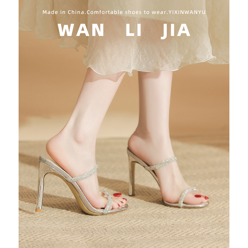 High-Heeled Sandals for Women, 2026 New Style, Sexy Silver Strap Sandals, Stunning Open-Toe High Heels, Stiletto Heels