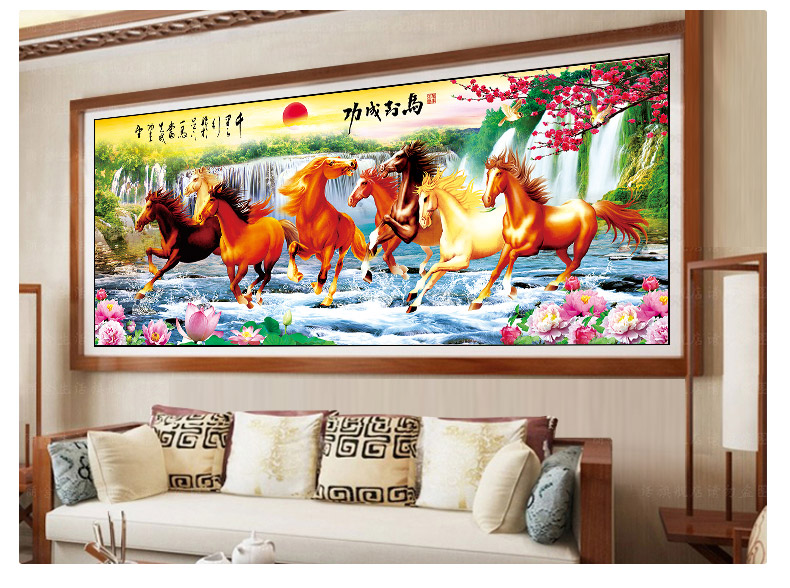 Tám Ngựa qua khâu thêu thêu 2019 thành công mới với cảnh quan phòng khách vẽ tám con ngựa in - Công cụ & phụ kiện Cross-stitch khung thêu