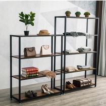 Shoe store shoe rack display stand Floor-standing multi-layer combination shelf Vintage solid wood clothing store shoe rack bag shelf