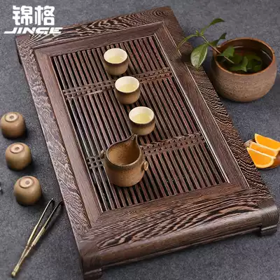 Jinge chicken wing wood tea tray drawer water storage household solid wood large drainage tea sea Kung Fu tea set Tea table tray