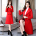 Mao áo của phụ nữ trung dài Hàn Quốc phiên bản của 2019 mùa thu / mùa đông cơ thể phổ biến mới trên đầu gối áo dài màu đỏ ròng 