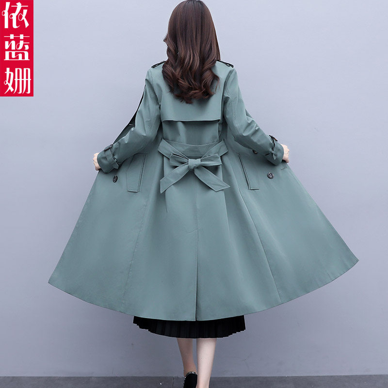 Popular windbreaker women's long version of the 2021 spring and autumn new temperament thin over the knee British wind coat fashion coat