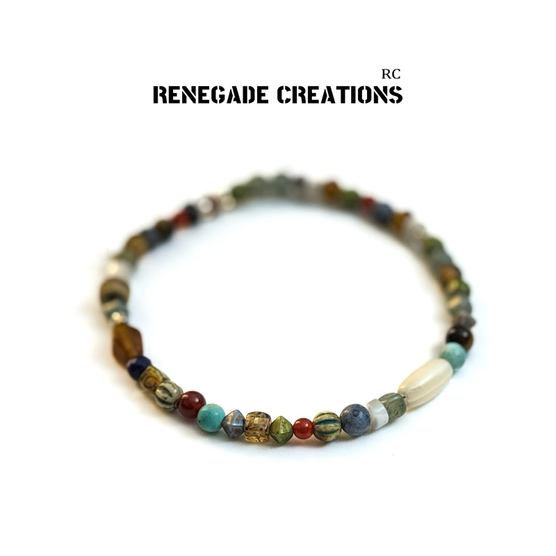 Renegade Pixel Islands Czech Bead Bracelet Colorful Natural Mineral Dopamine Unisex Couple Bracelet