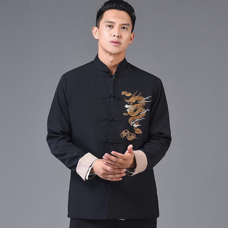 Chinese-Style Slim-Fit Trendy Jacket for Young Men, Zhongshan Tang Suit Embroidered Coat, Cool and Handsome, Modernized Hanfu, New Chinese Style