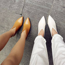 Giant Soft Display Slim V Mouth Tip Small Short Boots Spring Autumn Single Boot Style High Heel Shoes Genuine Leather Women Boots Fine Heel And Ankle Boots