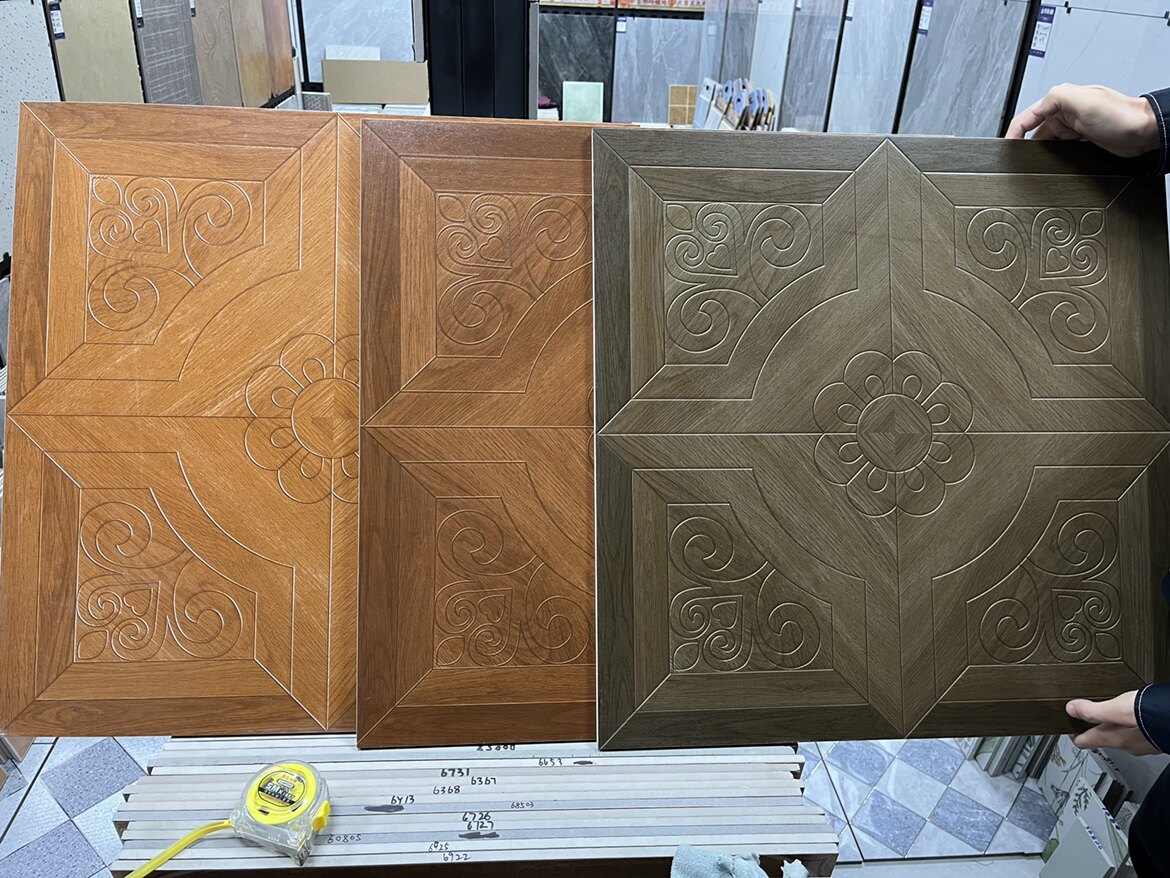 中式复古木纹瓷砖600X600，仿实木雕花地砖如何打造家居美学？🏡 -木纹砖-淘宝好物网