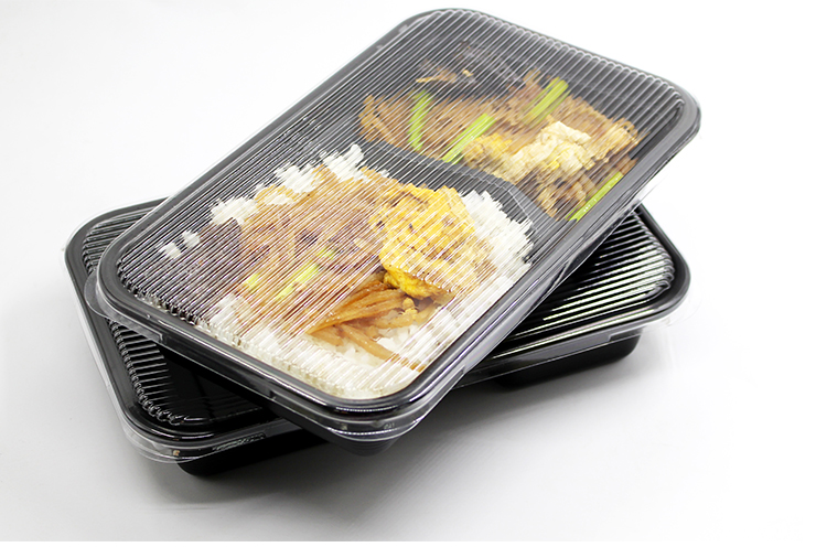 Hộp cơm trưa dùng một lần bán buôn thức ăn nhanh ăn trưa gói takeaway hộp ăn trưa chia thành hai mùi Đài Loan màu đen cao cấp - Hộp cơm điện sưởi ấm 	hộp cơm điện inox 2 tầng