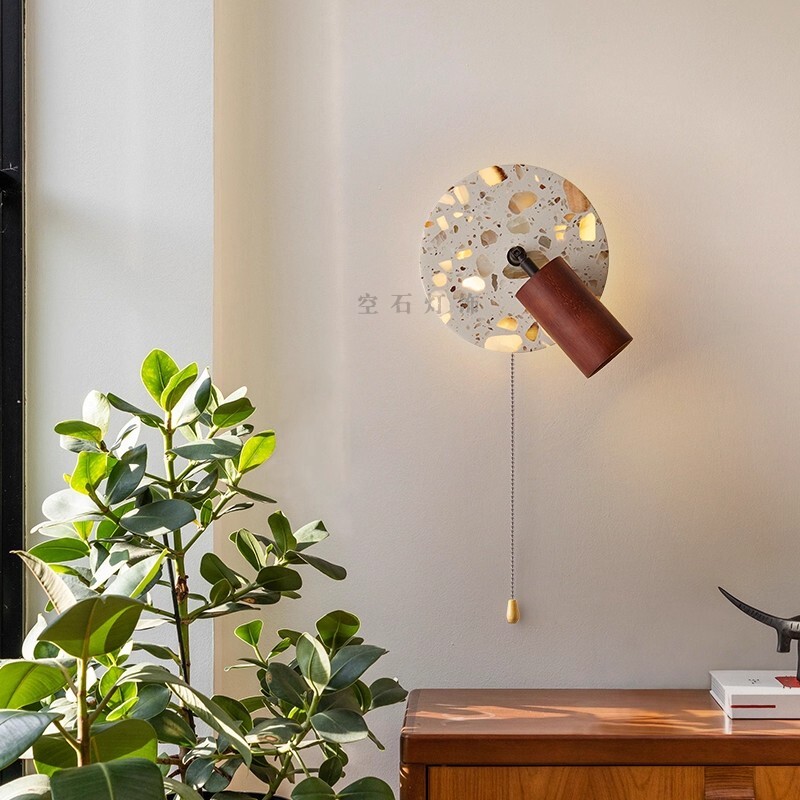 Medieval-Style Bedroom Bedside Wall Lamp with Switch, Luminous Stone, Rotating, Suitable for Living Room, Study, Background, Dining Room, Entryway Decorative Light