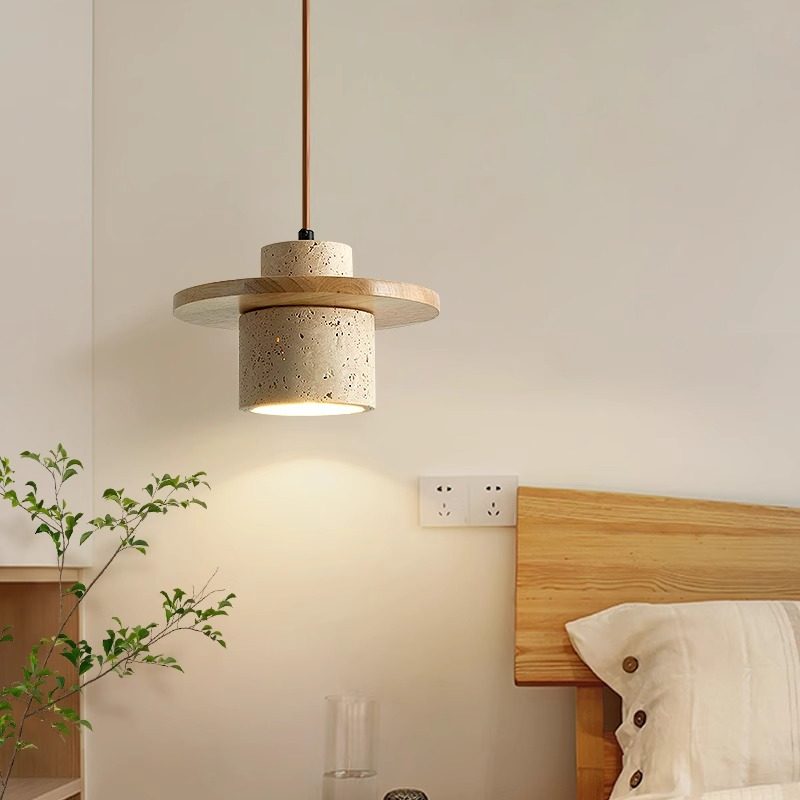 Japanese-Style Yellow Travertine Vintage Wabi-Sabi Dining Room Small Pendant Light Retro Pastoral Homestay Bar Study Pendant Light
