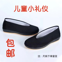 Cloth shoes boy ancient clothes performance shoes Chinese wind CUHK children round mouth Old Beijing cloth shoes Kung Fu ethnic wind performance shoes