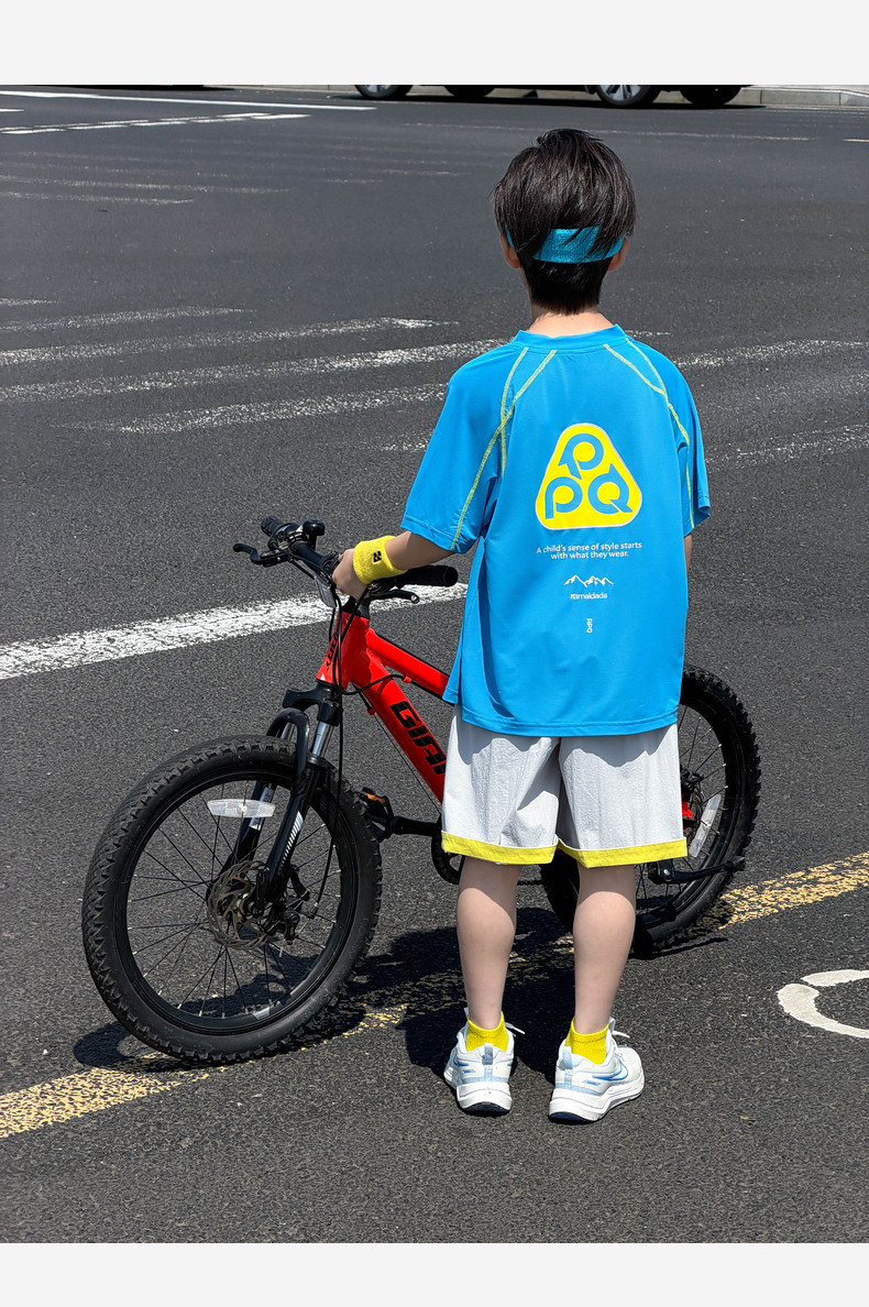 凉感速干衣儿童短袖t恤男童夏季2026新款潮牌中大童夏装运动套装 — 16