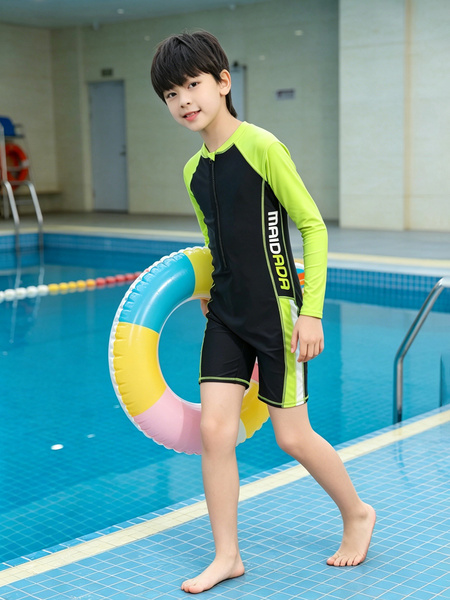 Quick-Drying Boys' Swimming Pool Professional Training Swimsuit One-Piece Original Yarn Sun Protection 2026 New Children's Swimwear for Boys — 5