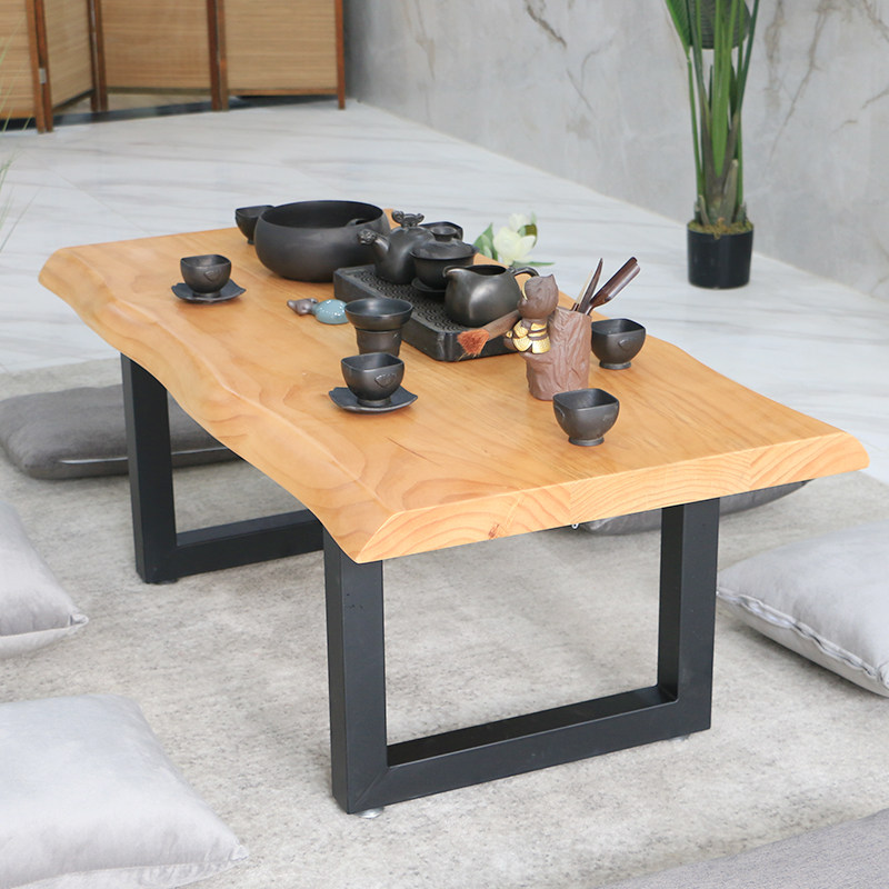 Living room solid wood coffee table small apartment modern minimalist wrought iron creative multifunctional rectangular sofa combination small tea table