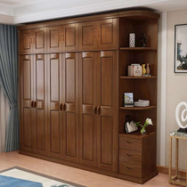Chinese all solid wood wardrobe plus side top cabinet economy corner large wardrobe storage storage cabinet home bedroom furniture