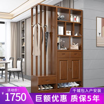 Solid wood partition entryway cabinet living room double-sided hall cabinet Chinese style wall hall cabinet small apartment type screen shoe cabinet combination