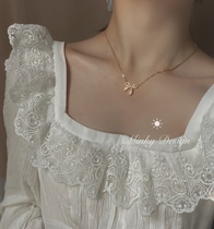 Bow big bow necklace girl little diamond girl girl girl girl simple temperament exquisite jewelry sister fairy Air