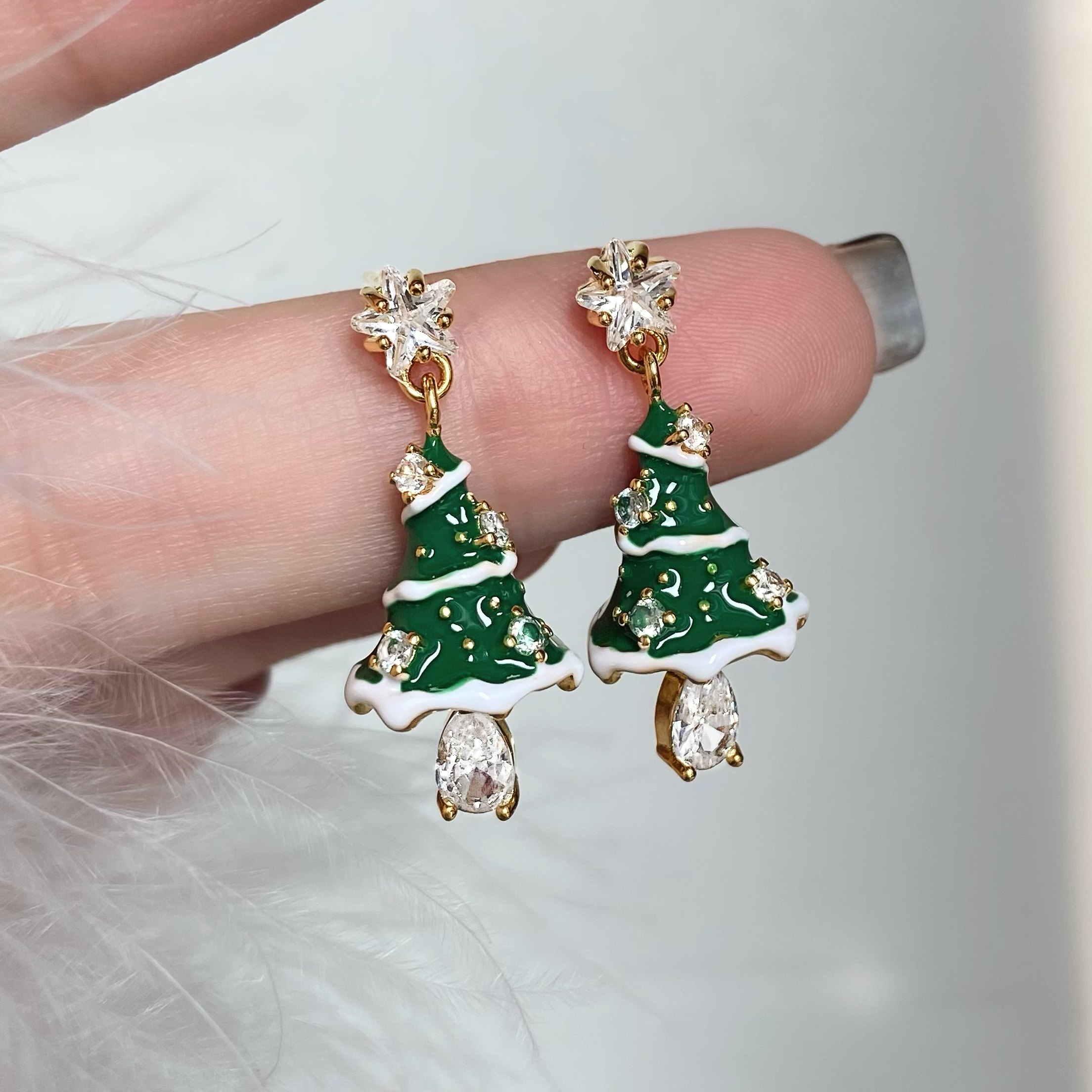 Christmas tree star earrings (Pair pack)