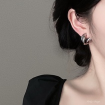 Hong Kong Wind Girl big circle metal mosquito coil ear clip without ear hole female retro Hong Kong flavor earrings earrings