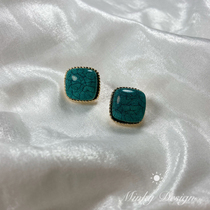 Forest Emerald Earrings Gem Earrings Dark Green Ear Clips Female Retro Hong Kong Style Without Ear Pole Earrings