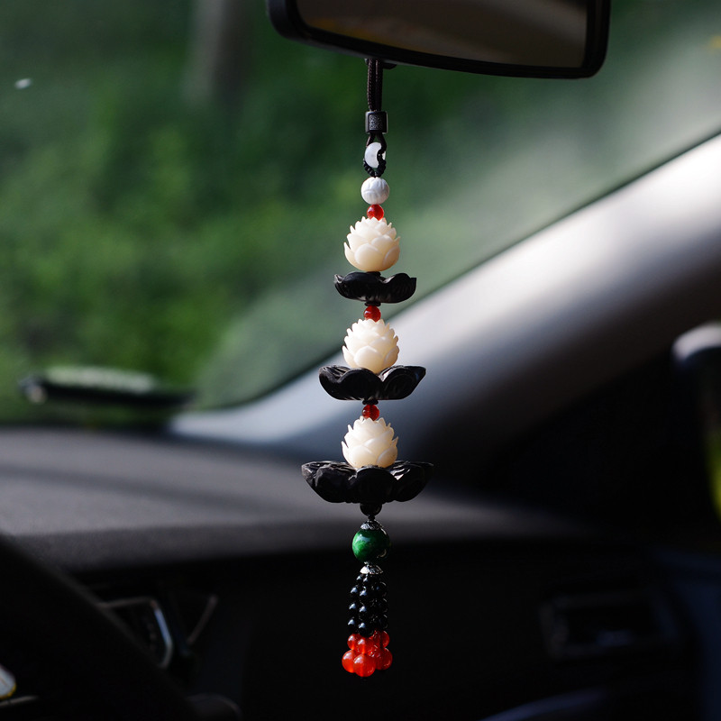 Ebony Bodhizi car pendant high-end Buddha beads safety charm rearview mirror hanging handmade jewelry men's goddess