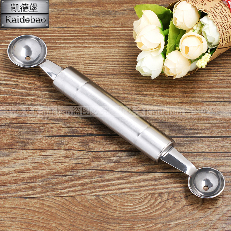 Double - head thickening fruit meat spoon watermelon spoon stainless steel fruit digger artifact