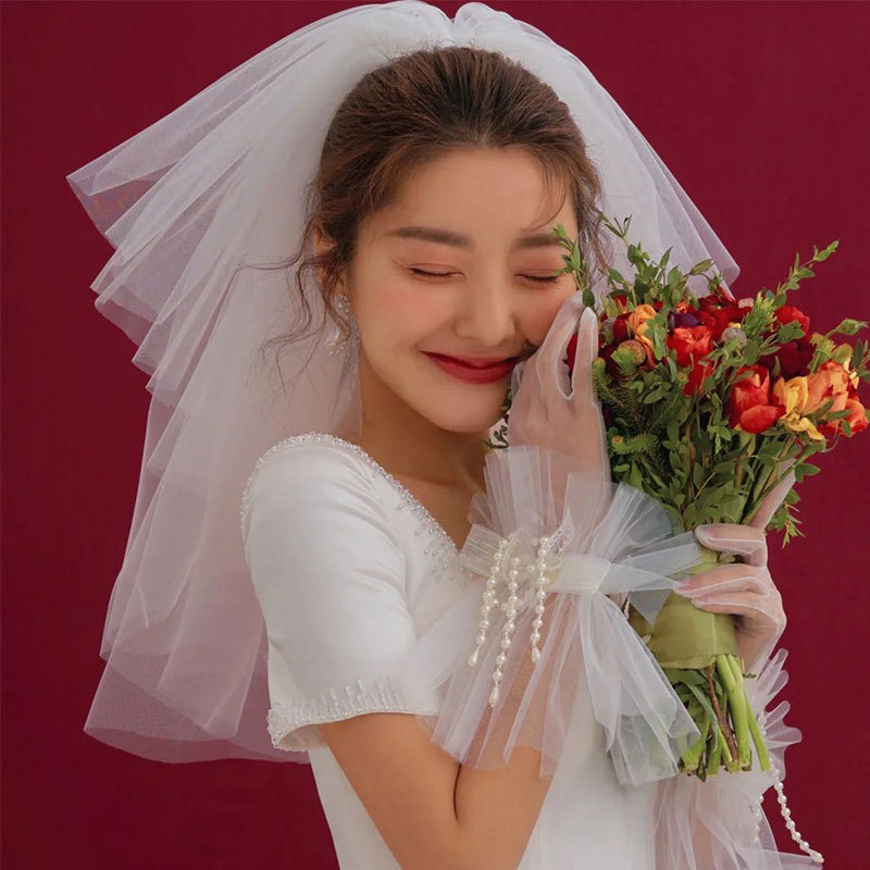 New wedding photo Photography Props Bride small head yarn Neckline Photo Online Red Film Couple Writing True Accessories Wedding