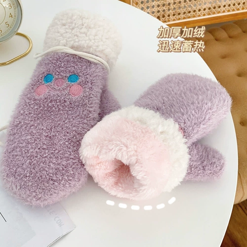 Утепленные милые перчатки, без пальцев