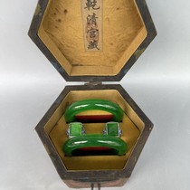 Fine antique collection a box of high ice green jade bracelets and rings from the old collection of Qianqing Palace well preserved