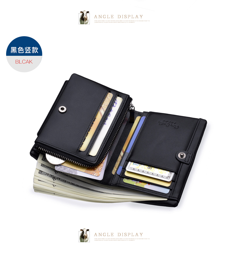 Ví Pierre Cardin Ví nam ngắn bằng da Tri-Fold Zipper Ví đa năng Da mềm Công suất lớn Ví nam - Ví tiền ví sen 3