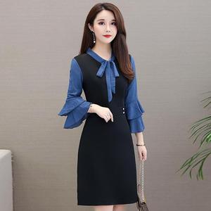 大码A字裙显瘦遮肚修身连衣裙