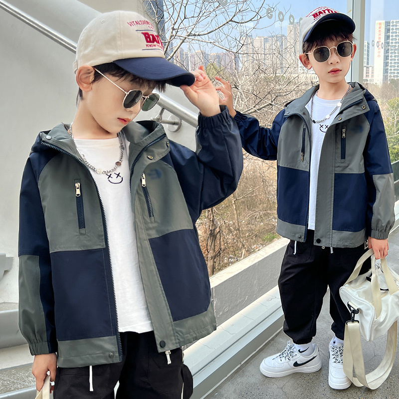 Children's Clothing Boys' Spring and Autumn Hooded Jacket 2026 New Spring Jacket for Older Boys Boys' Windbreaker Top
