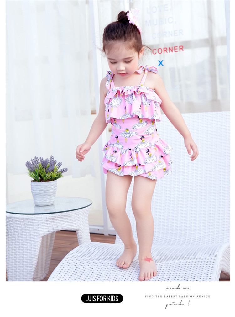 Áo tắm trẻ em mới cho bé gái Công chúa in hình cô gái tắm nước nóng mùa xuân Bộ đồ bơi trẻ em một mảnh - Bộ đồ bơi của Kid đồ bơi con gái