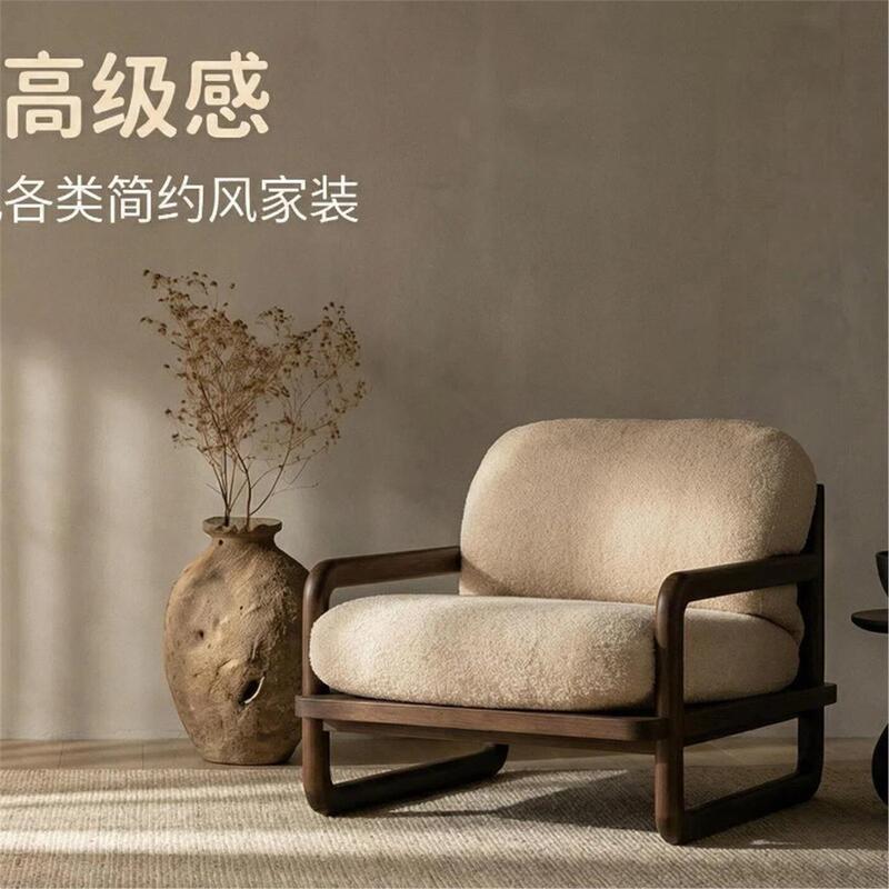 Song-Style Aesthetic Single Sofa Chair, North American Black Walnut Wood Lazy Sofa, Vintage-Style Sofa for Living Room, Bedroom, and Study Song-Style Aesthetic Single Sofa Chair, North American Black Walnut Wood Lazy Sofa, Vintage-Style Sofa for Living Room, Bedroom, and Study
