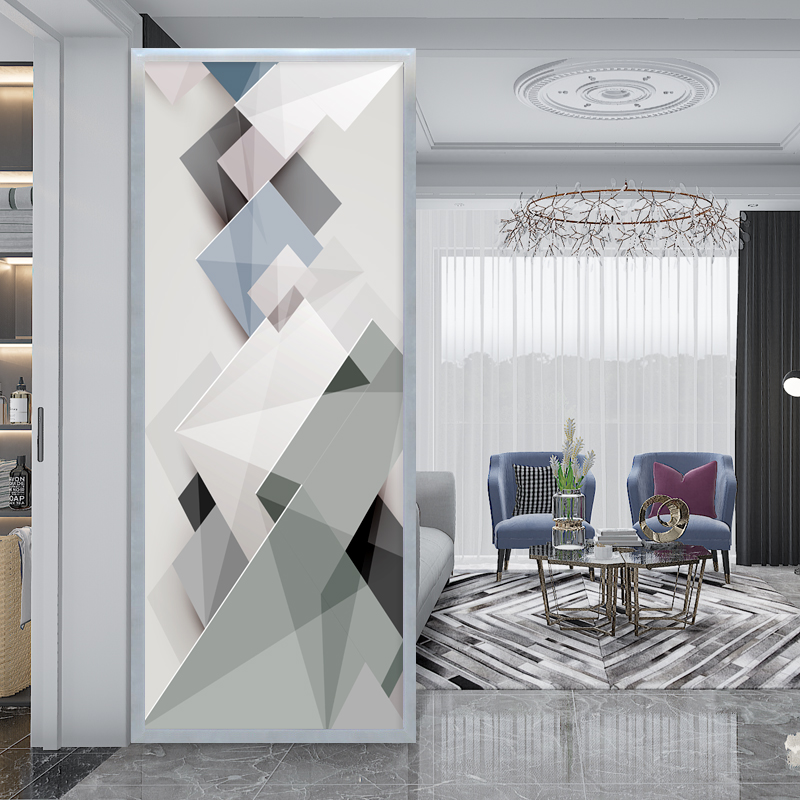 Art glass TV background wall partition screen porch living room modern minimalist simple European style painted frosted home decoration