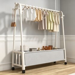 Floor-Standing Bedroom Clothes Rack, Household Room Hanging Rack, Simple Coat Rack, Mobile Storage Clothes Hanger