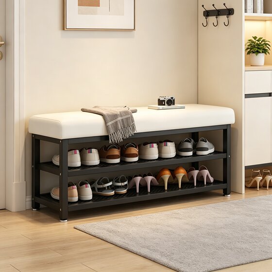 Entryway Shoe-Changing Bench with Integrated Shoe Cabinet, a Seat and Storage for the Foyer, Shoe Rack for Entryway, Shoe-Removing Bench