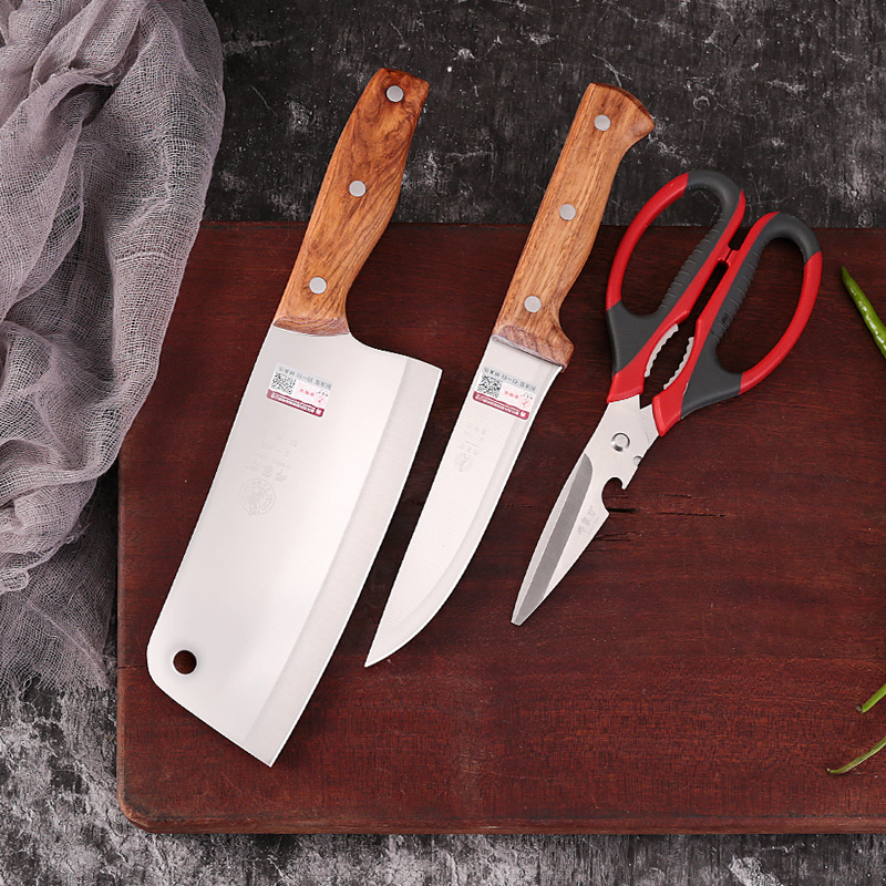 Deng Family Knife Kitchen Knife Suit Cutter Kitchen Scissors Big Foot Dragon Water Slice Water Fruit Knife Cutting Board Group's family use sharp