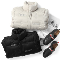 Stand collar down jacket mens short bright face 2020 new trend letter bread jacket mens winter thick coat