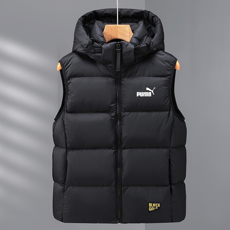 Outlet Store Men's down Vest Autumn and Winter New Thickened Warm Detachable Hood White Duck down Vest Jacket