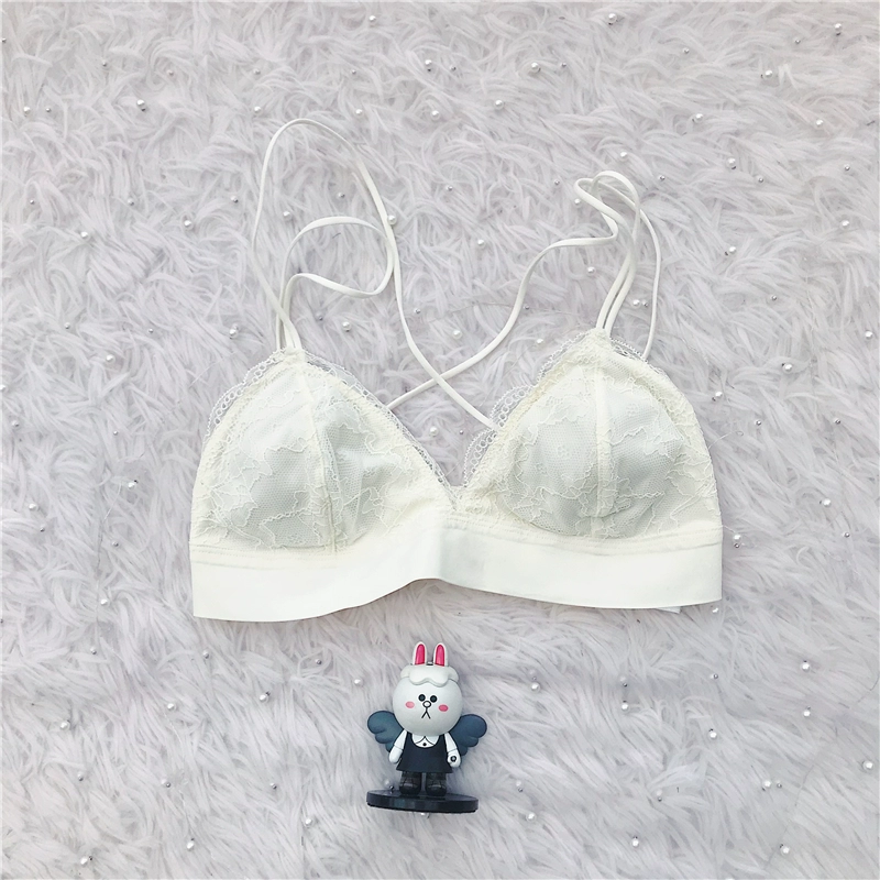 PJ đào bralette Nhật Bản qua lưng đẹp cô gái ren mỏng sexy dễ thương đồ lót không có vòng thép áo ngực - Áo ngực không dây