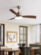 Fan Lamp, Antique Style Living Room, Silent Ceiling Fan Lamp, Bauhaus Walnut Color, Dining Room, Bedroom Fan with Light