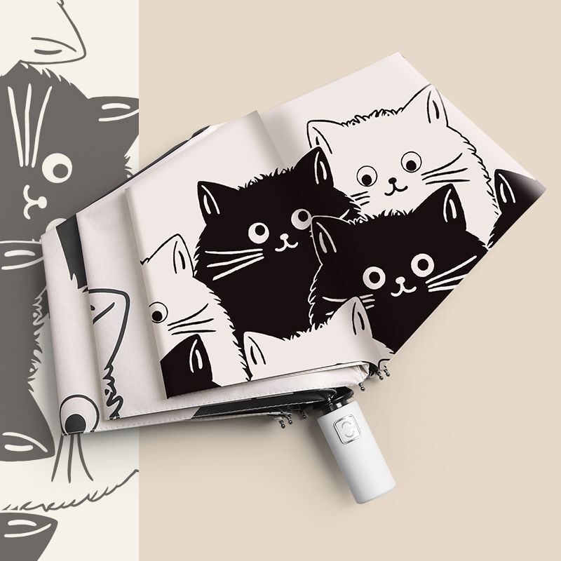 Umbrella Cartoon Cat Umbrella for Women, Dual-Use for Sun and Rain, Cute Parasol, Automatic Student Sun Umbrella, Sun Protection and Uv Protection Umbrella Cartoon Cat Umbrella for Women, Dual-Use for Sun and Rain, Cute Parasol, Automatic Student Sun Umbrella, Sun Protection and Uv Protection