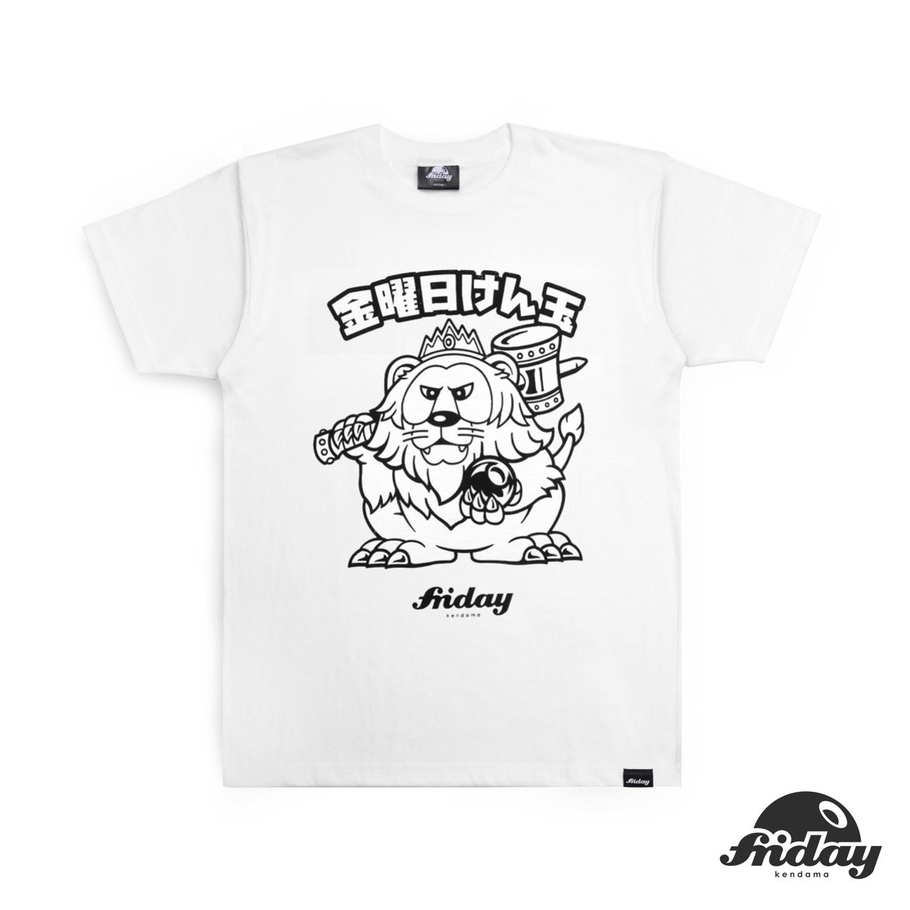 Hong Kong Friday Kendama Summer short sleeve T-shirt Little lion White Friday Kendama