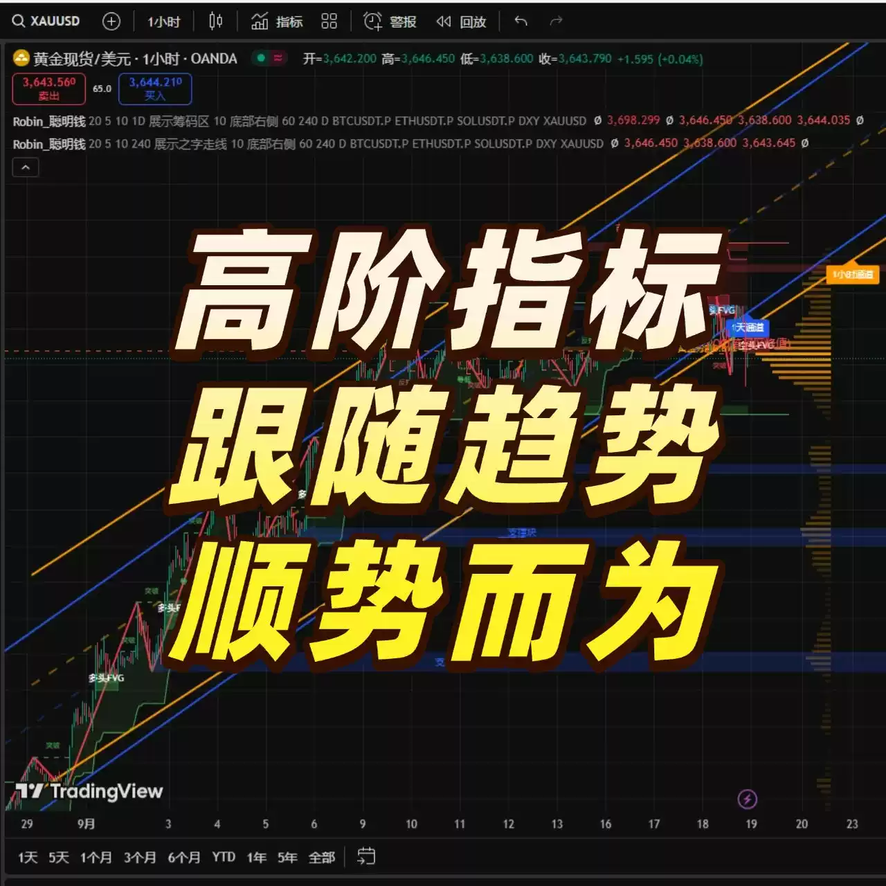 正版TradingView高階指標ICT訂單流SMC聰明錢道氏理論方法系統